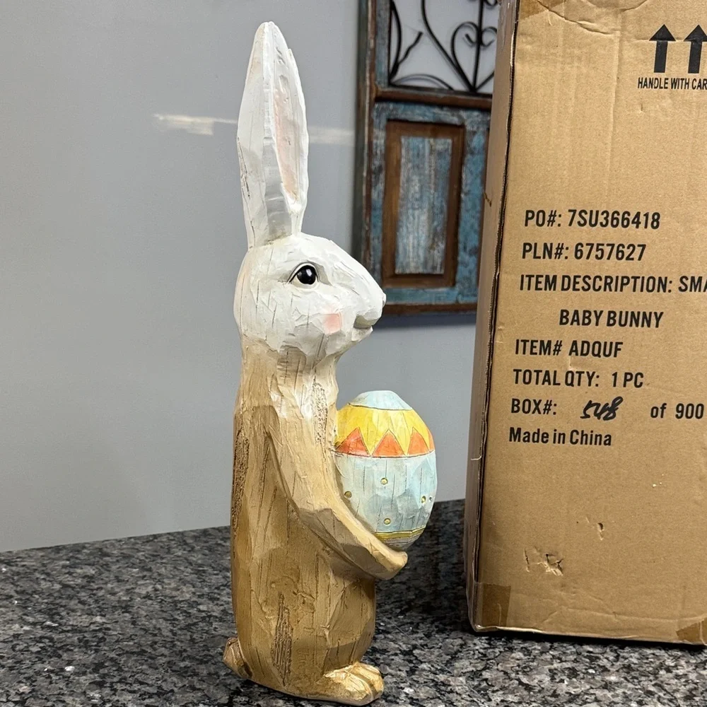 Easter Bunny with Egg Figurine resin NEW 20 inches